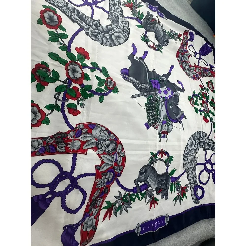 Hermes Silk Scarf Grand Geste Samurai Japanese Warrior Horse Silk Twill 90cm
